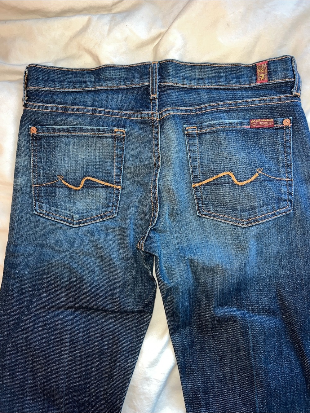 Y2K 7 For All Mankind Women's Bootcut Jeans in Dark Blue Denim